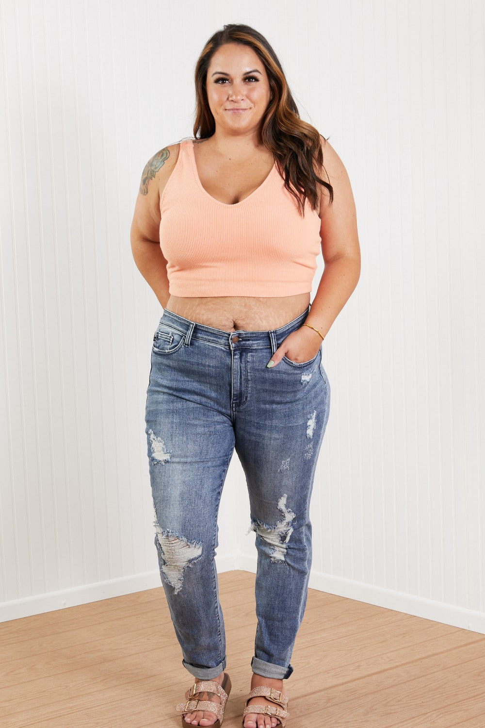 Judy Blue Isla Full Size High Rise Destroyed Boyfriend Jeans