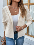 Cable-Knit Dropped Shoulder Hooded Cardigan