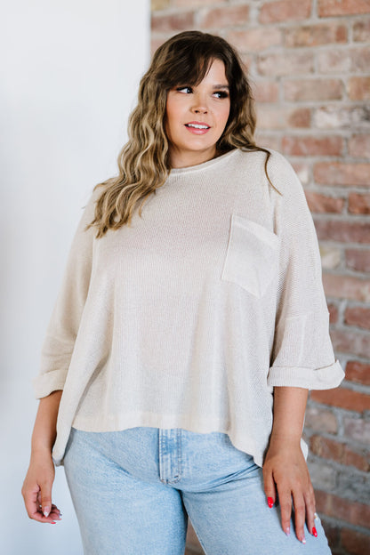 White Birch Take a Breath Full Size Knit Top