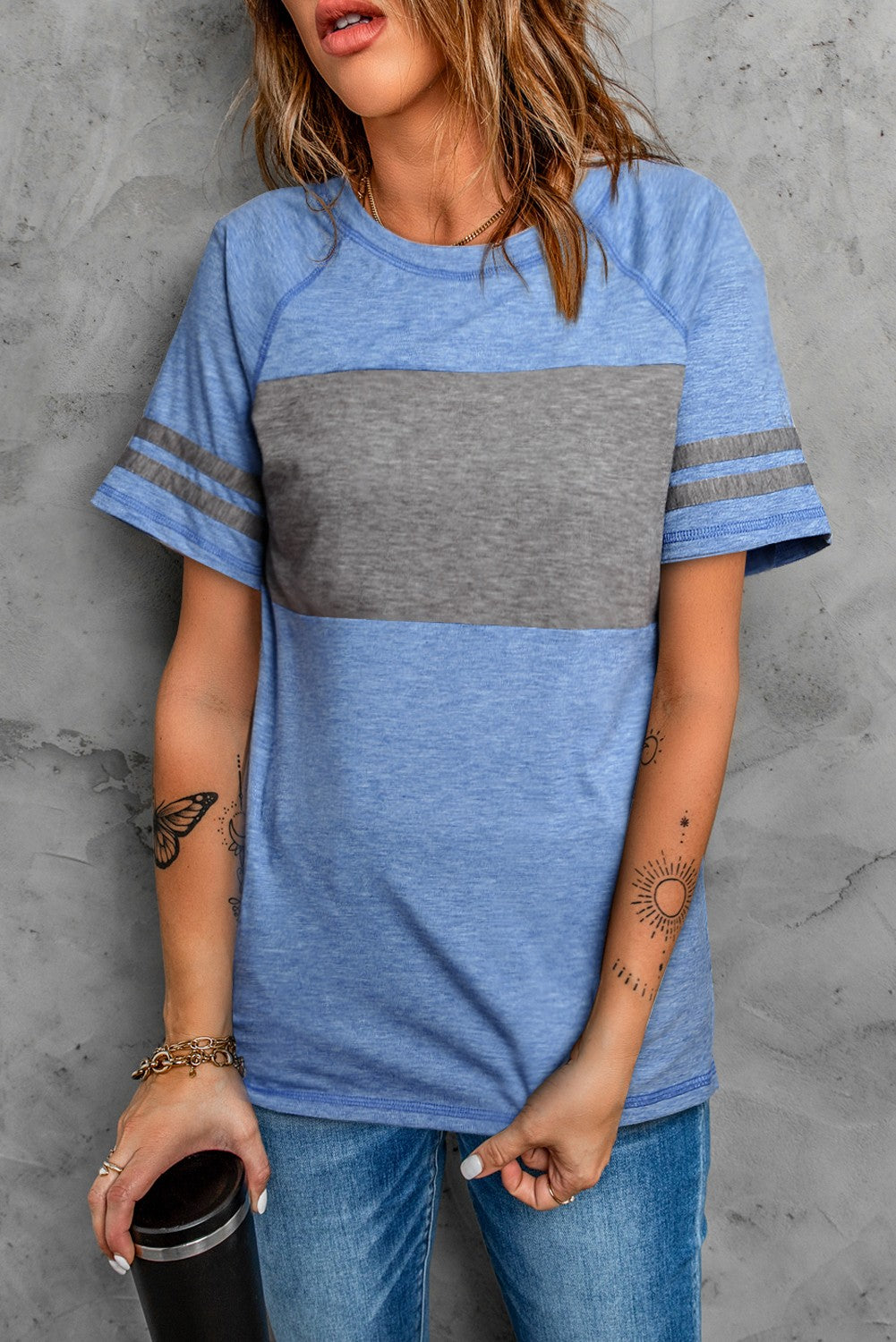 Two-Tone Round Neck Tee