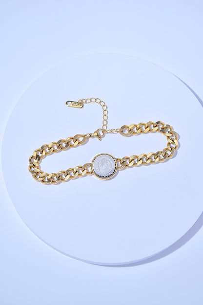 Curb Chain Coin Bracelet