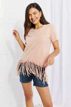 Load image into Gallery viewer, BiBi Empowering Expression Mineral Wash Fringe Hem Tee
