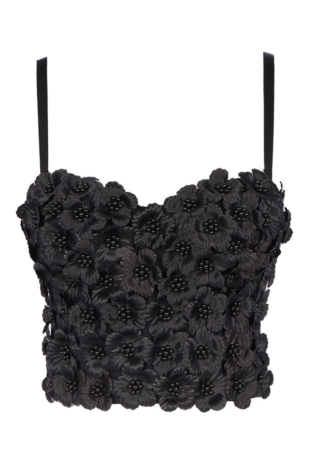 Flower Embellishment Spaghetti Strap Bustier