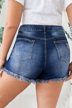 Load image into Gallery viewer, Plus Size Distressed Frayed Hem Denim Shorts
