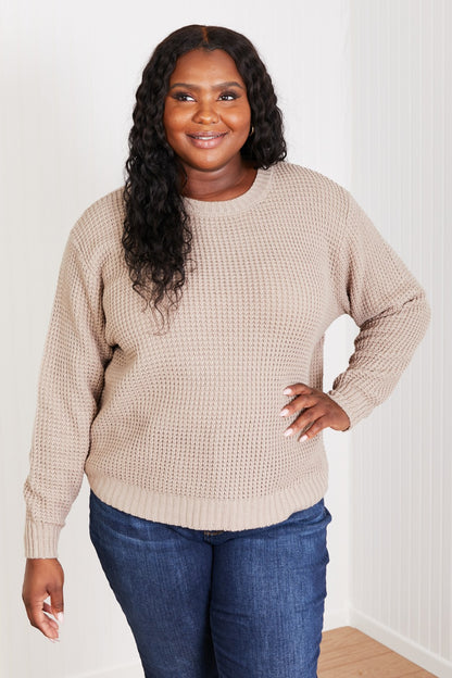 Zenana Autumn is Calling Full Size Waffle Knit Sweater