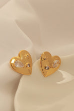 Load image into Gallery viewer, Heart Inlaid Rhinestone Stud Earrings
