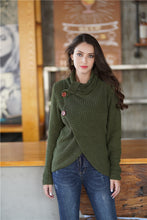 Load image into Gallery viewer, Button Detail Tulip Hem Waffle Knit Sweater
