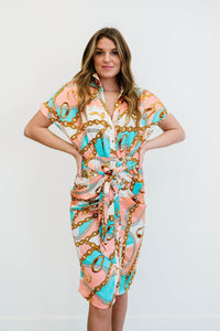 Miss Avenue Never Looked Better Scarf Print Full Size Run Dress