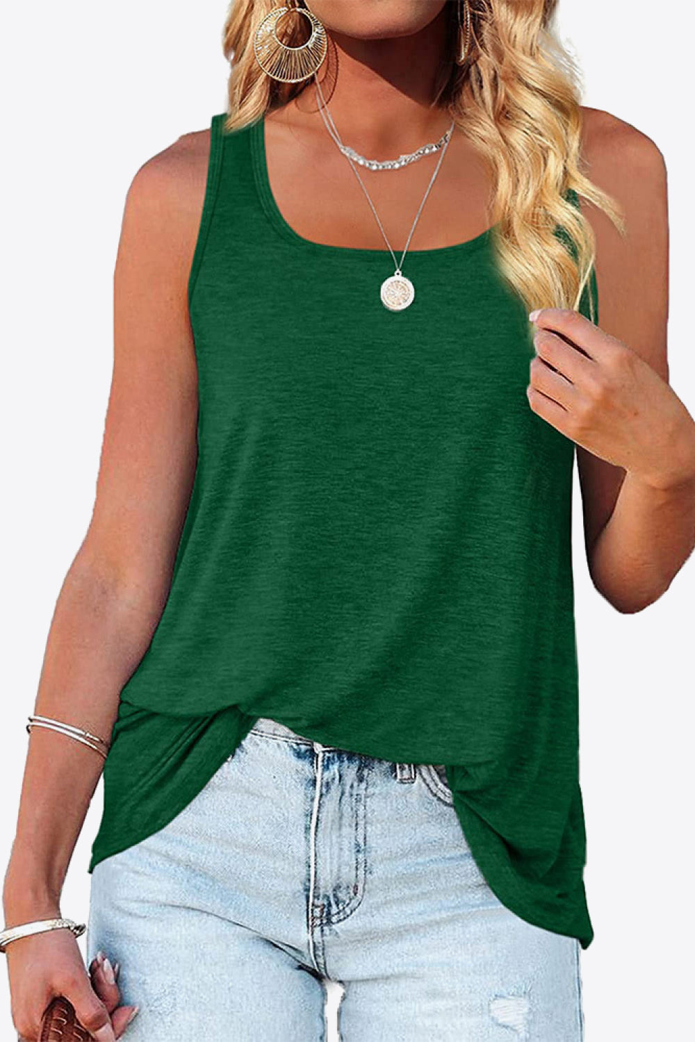 Curved Hem Square Neck Tank