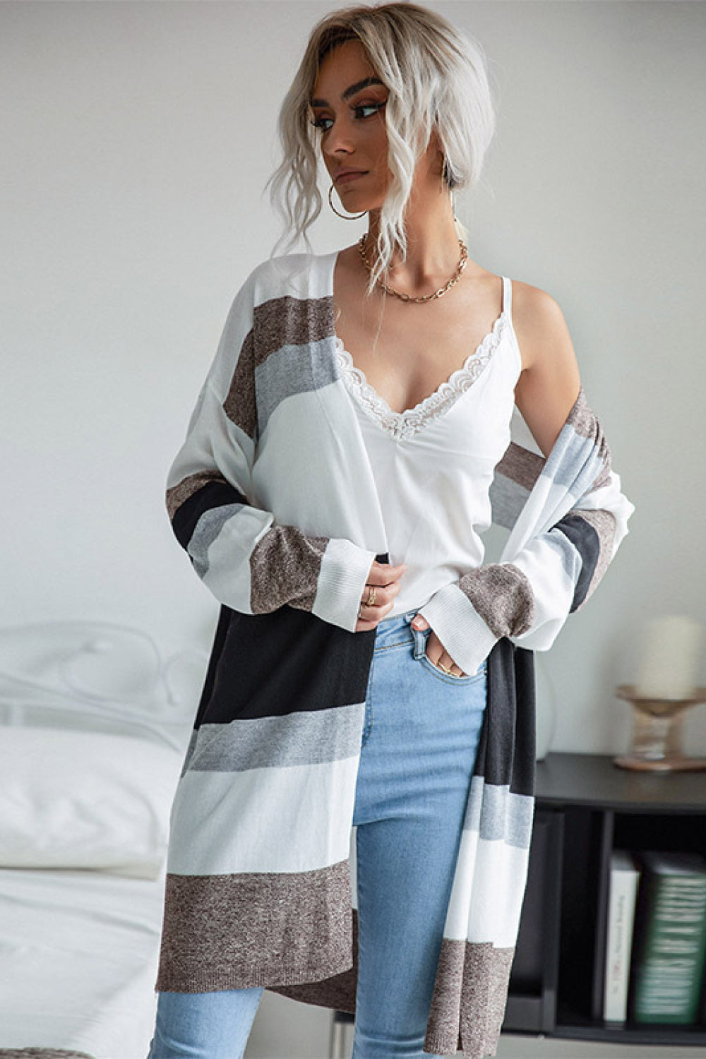 Striped Longline Cardigan