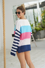 Load image into Gallery viewer, Striped Ribbed Trim Bell Sleeve Sweater
