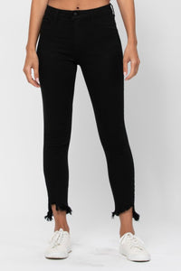 Asymmetric Frayed Hem Jeans