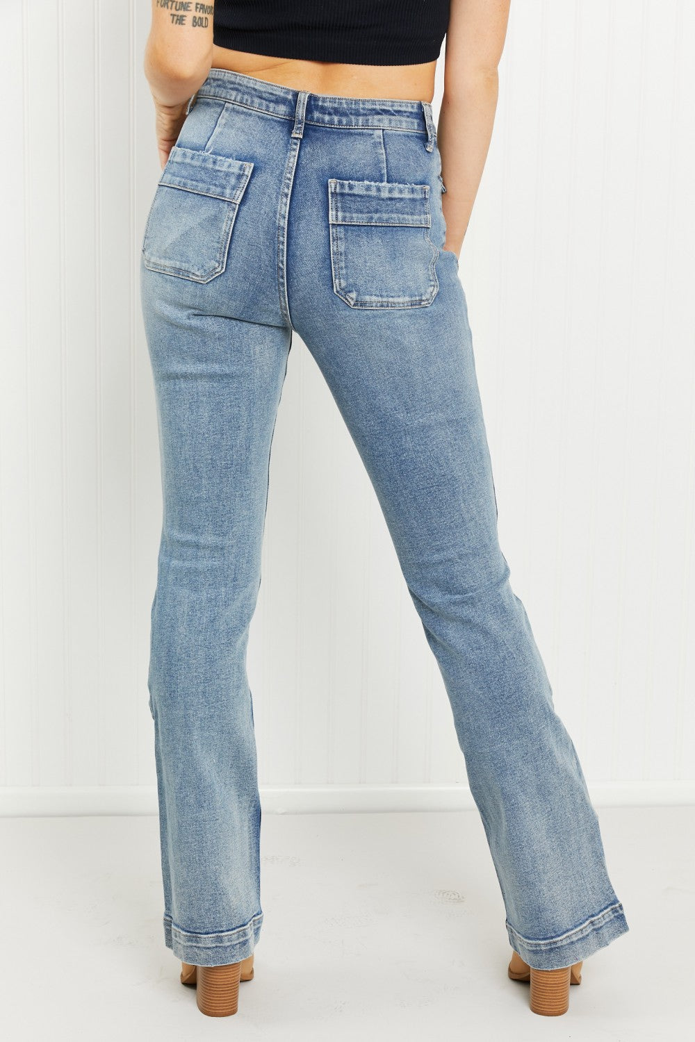 Kancan Noémie Patch Pocket Detail Bootcut Jeans