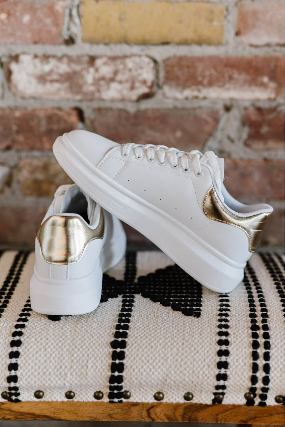 Berness Kicks and Giggles Chunky Sole Sneakers in White and Gold