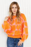 Davi & Dani Change of Heart Full Size Heart Print Sweater