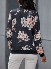 Load image into Gallery viewer, Floral Zip Up Bomber Jacket
