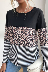 Mixed Print Long Sleeve Tee Shirt