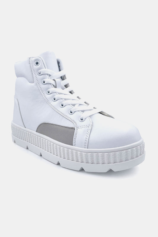 Berness Platform Lace-Up High-Top Sneakers in White