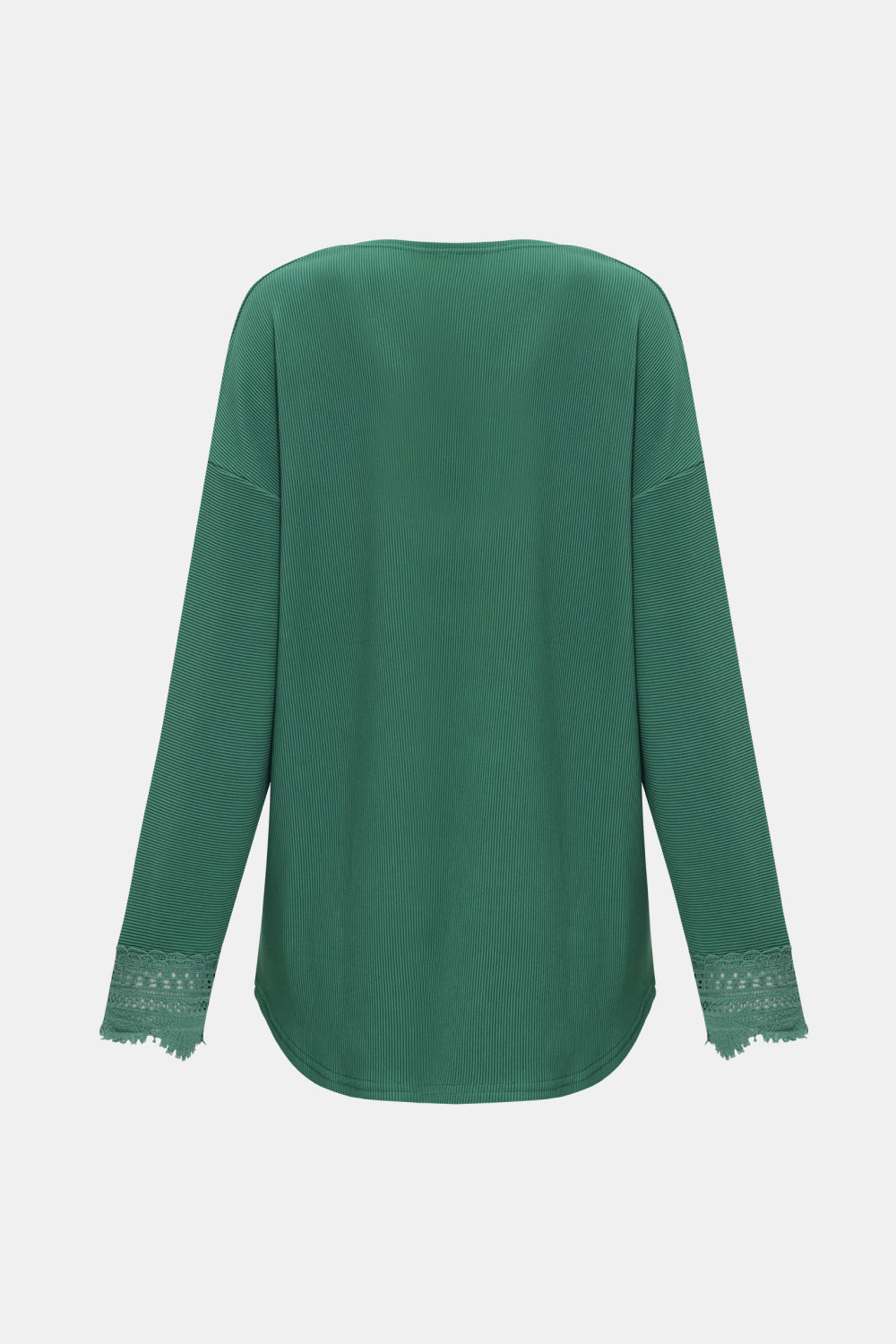 Dropped Shoulder Scalloped V-Neck Knit Top