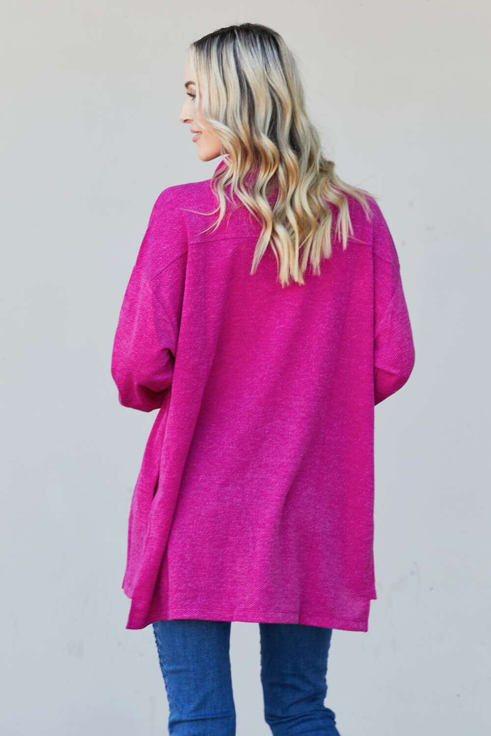 Zenana Full Size Jacquard Shacket in Magenta