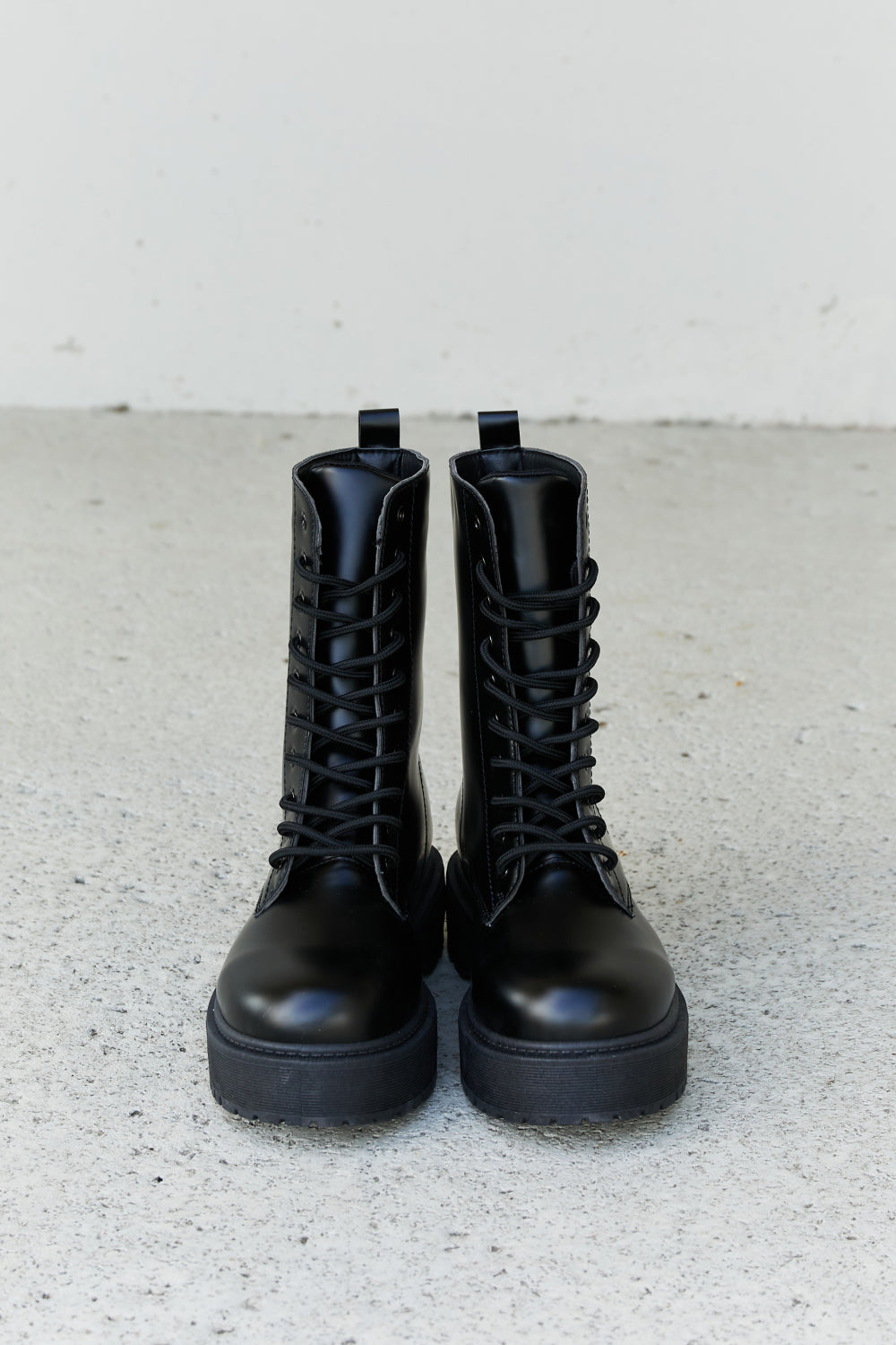 Weeboo Big Steps Platform Combat Boots in Black