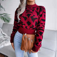 Load image into Gallery viewer, Abstract Print Ribbed Trim Long Sleeve Sweater
