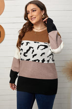 Load image into Gallery viewer, Plus Size Leopard Color Block Sweater
