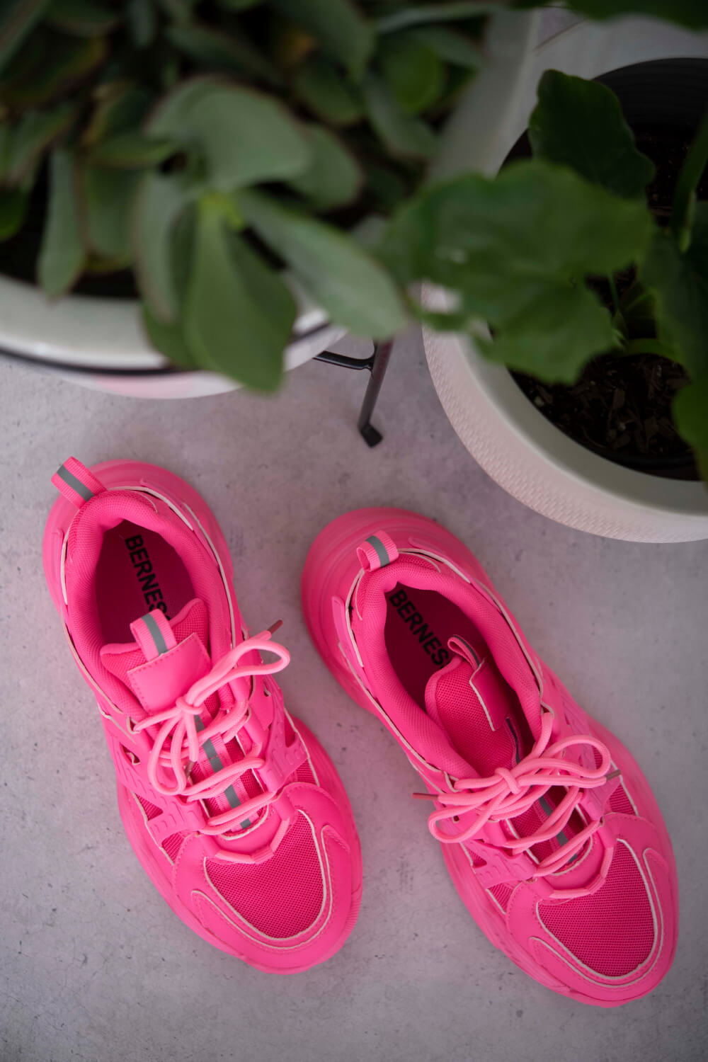 Berness Running Late Chunky Sole Athletic Sneakers in Hot Pink