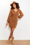 White Birch Stop at Soho Full Size Balloon Sleeve Dress