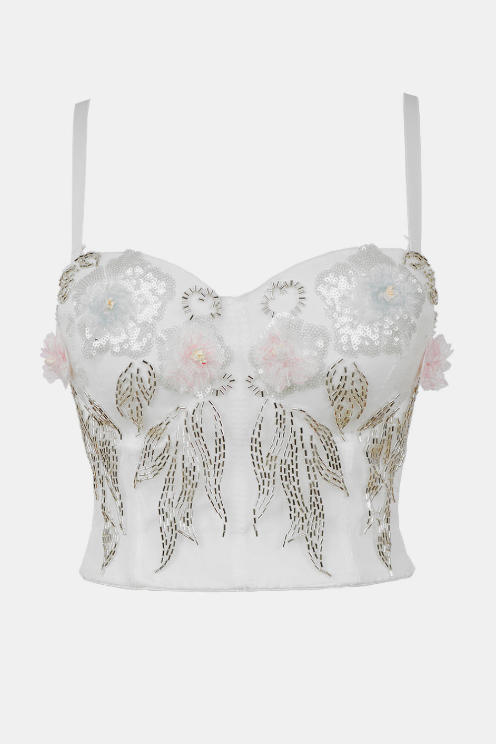 Flower Embellishment Sequined Bustier