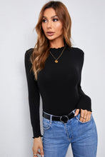 Load image into Gallery viewer, Mock Neck Lettuce Hem Long Sleeve Tee
