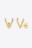 Zircon Letter V Stud Earrings