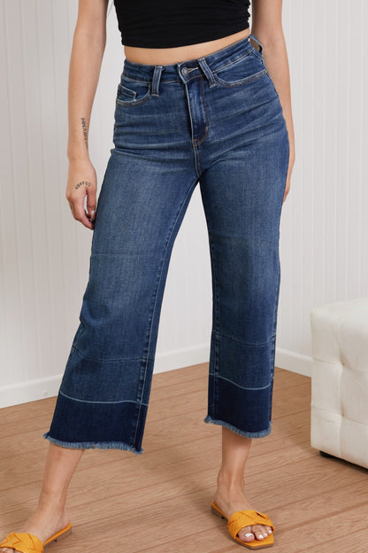 Judy Blue Savannah Full Size Wide Leg Cropped Jeans