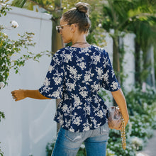 Load image into Gallery viewer, Floral V-Neck Peplum Blouse
