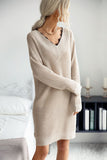 Rib-Knit V-Neck Sweater Dress