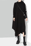 Asymmetrical Hem Rib-Knit Sweater Dress