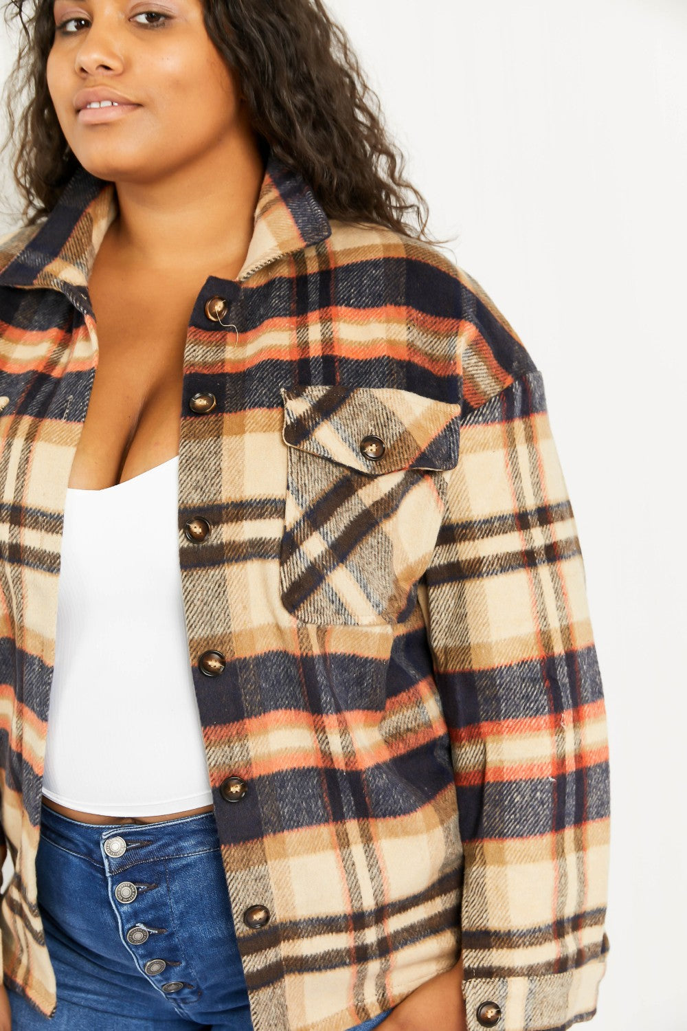 CY Fashion Crushing on Fall Full Size Plaid Shacket