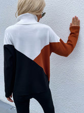 Load image into Gallery viewer, Color Block Dropped Shoulder Turtleneck Sweater
