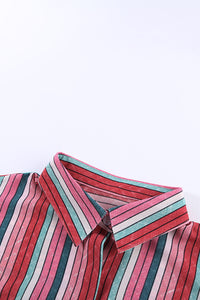 Multicolor Striped Short Sleeve Blouse