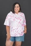 Sew In Love Watching Clouds Full Size Run Tie-Dye Short-Sleeved Hoodie in Neon Pink