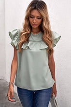 Load image into Gallery viewer, Ruffled Crewneck Sleeveless Blouse
