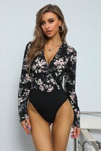 Load image into Gallery viewer, Floral Long Sleeve Spliced Bodysuit
