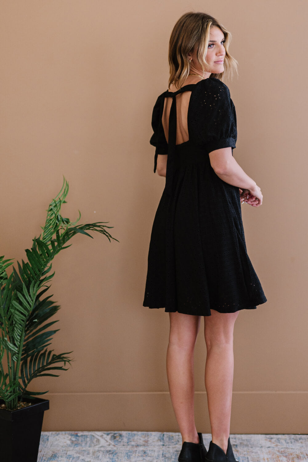 Davi & Dani All About Eyelet Full Size Run Dress in Black