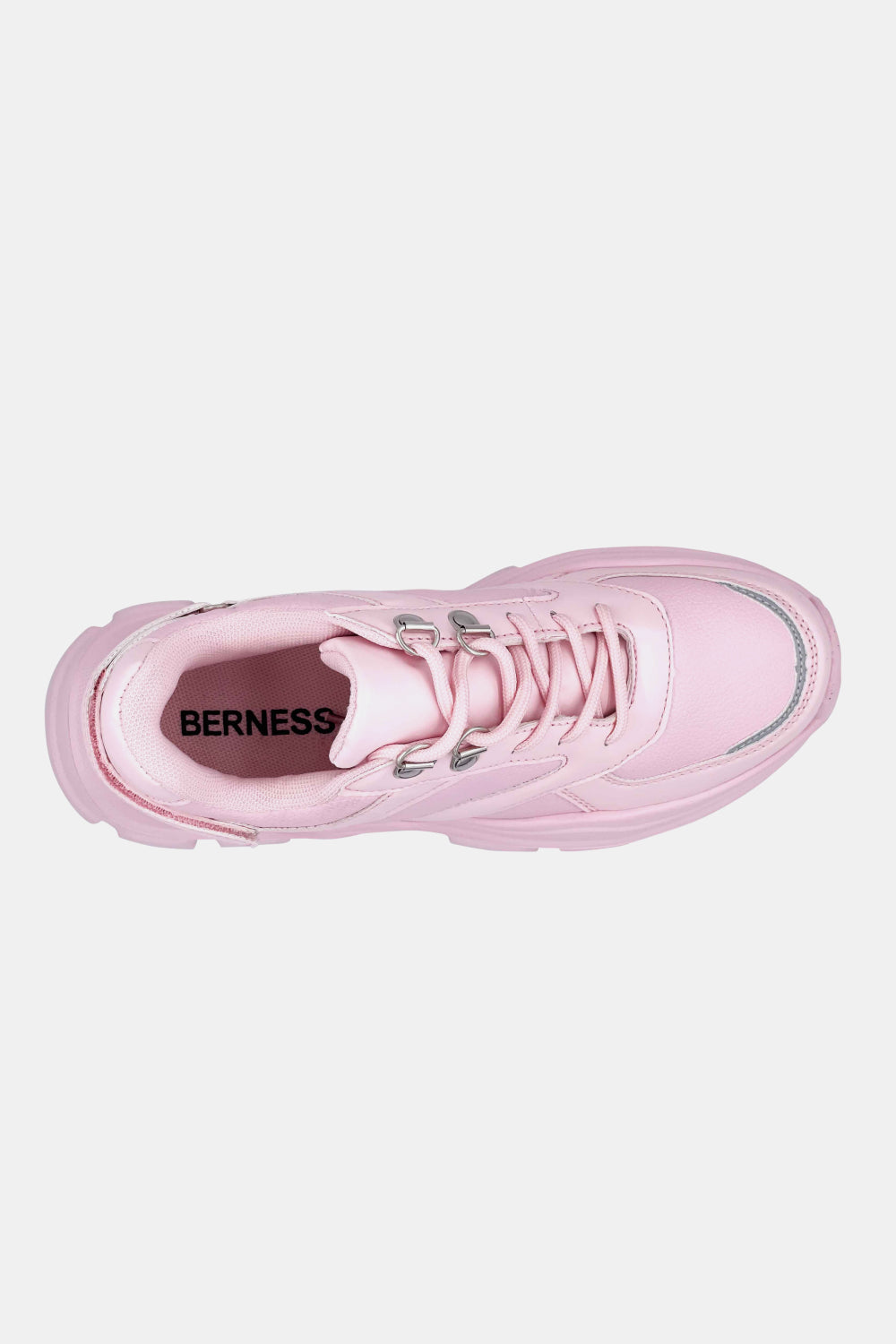 Berness Chunky Sole Lace-Up Sneakers with Velcro Strap in Pink