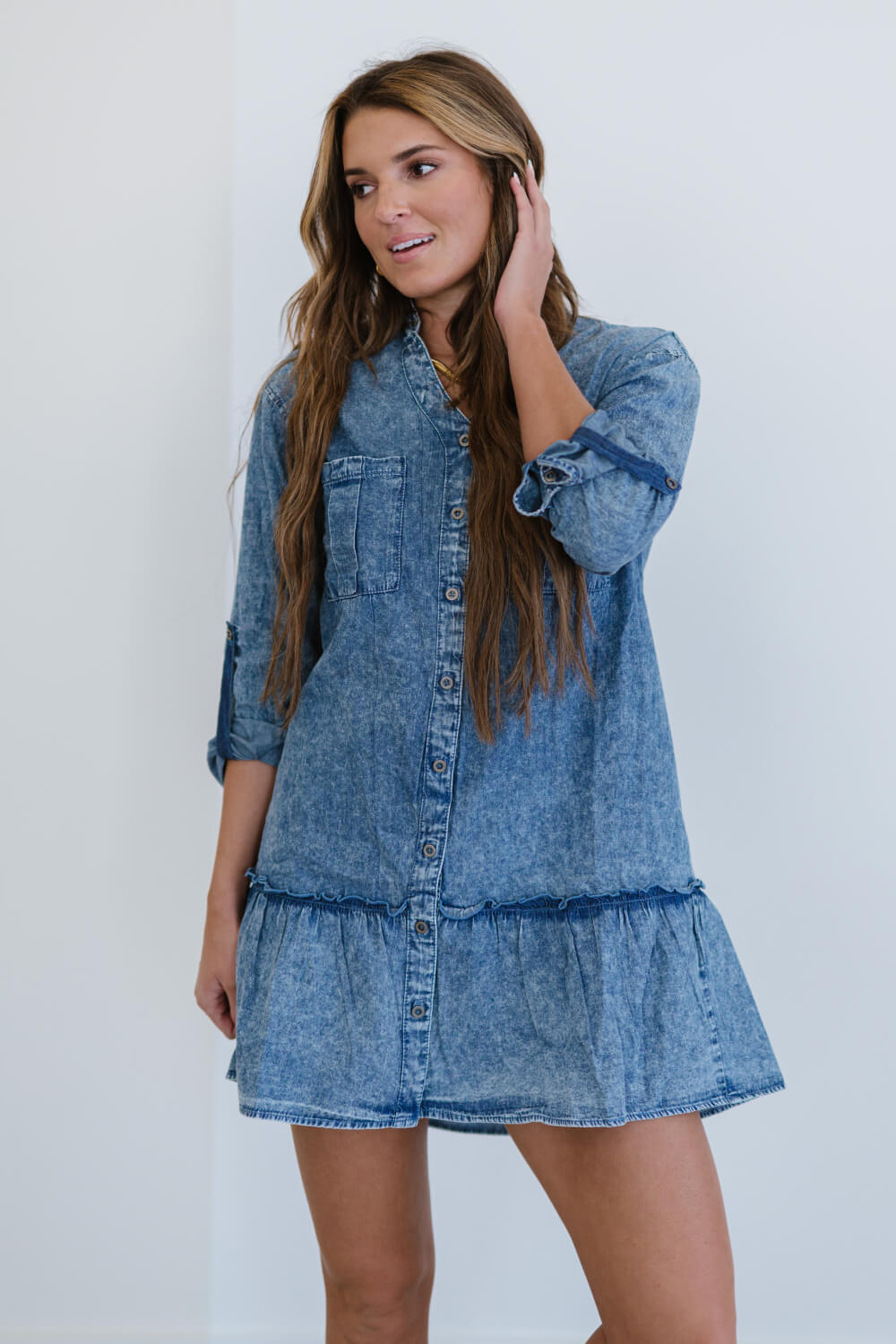 Zenana Sugar and Spice Full Size Run Chambray Dress