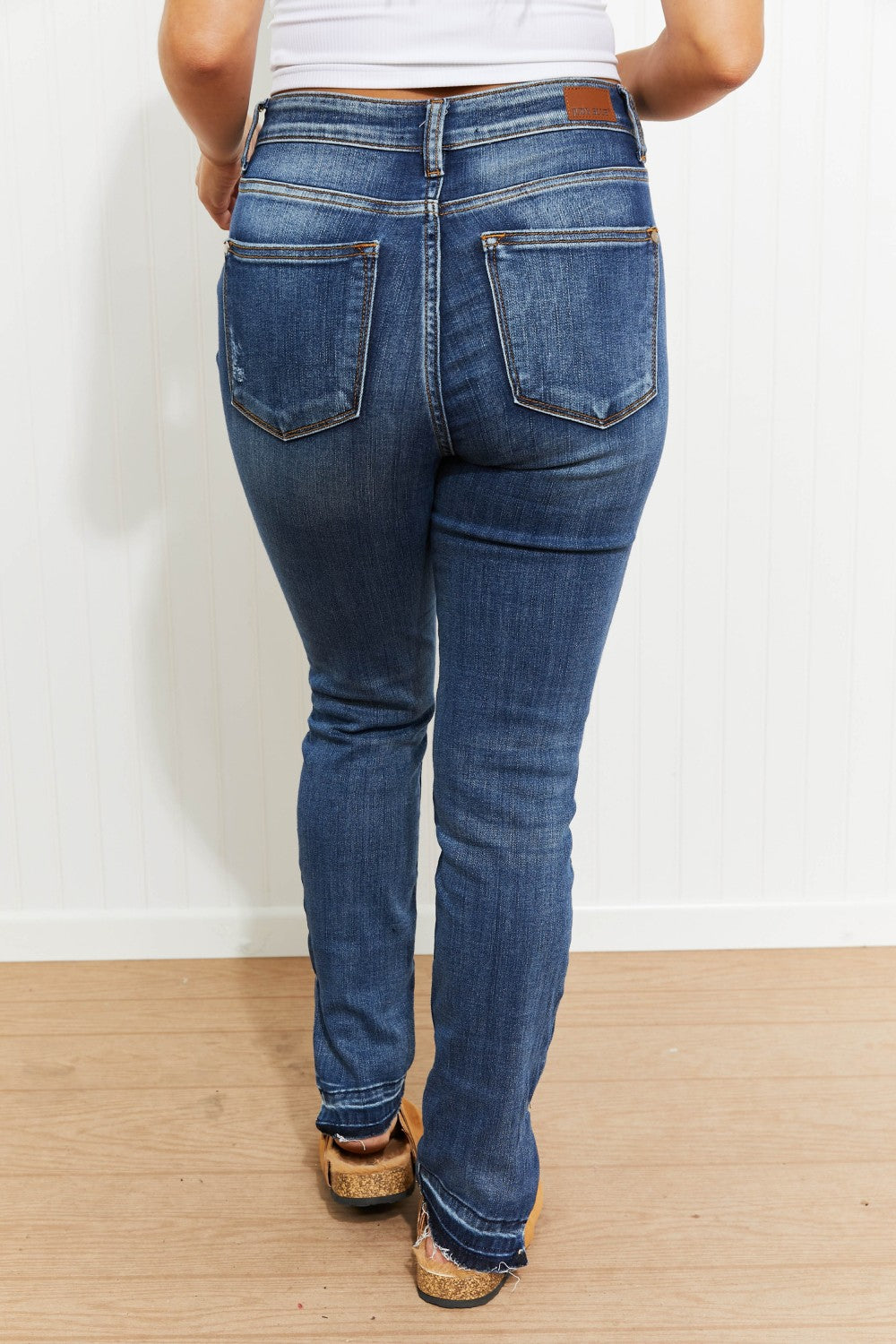 Judy Blue Sabrina Full Size Side Slit Released Hem Skinny Jeans