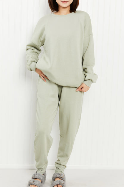 Zenana Full Size Dropped Shoulder Loungewear Set with Pockets