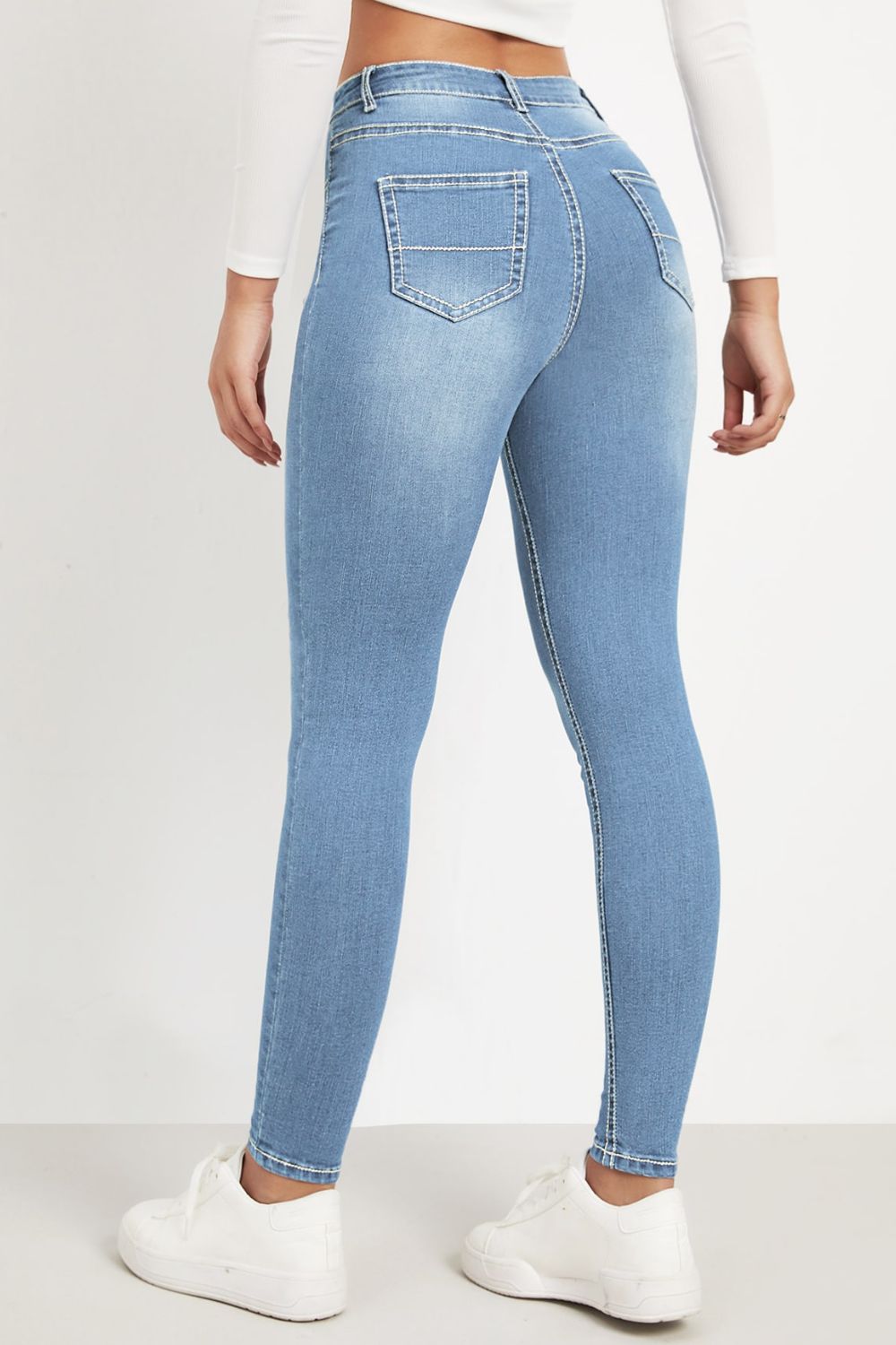 High-Rise Skinny Jeans with Pockets