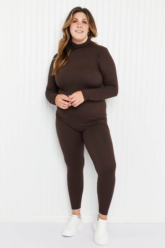 Zenana Friend in Me Full Size Microfiber Mock Neck Top and Leggings Set