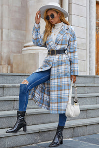 Plaid Button Front Longline Coat